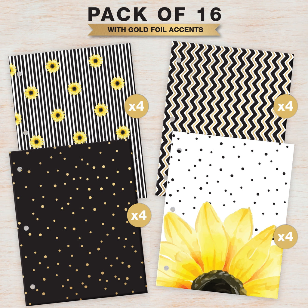 16 Pack Pocket Folders - Sunflower