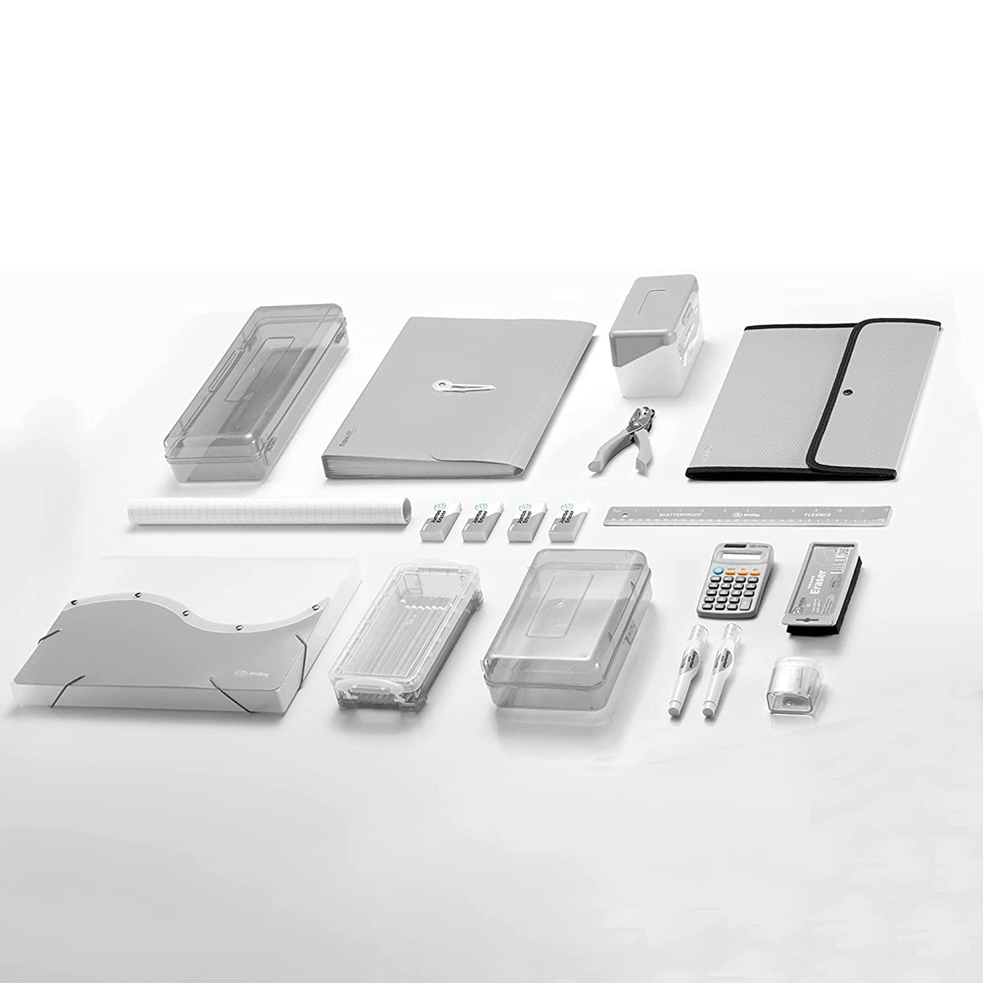 Enday Folder with Pockets and Prongs 2 Pocket Portfolio Folder for School and Office Gray